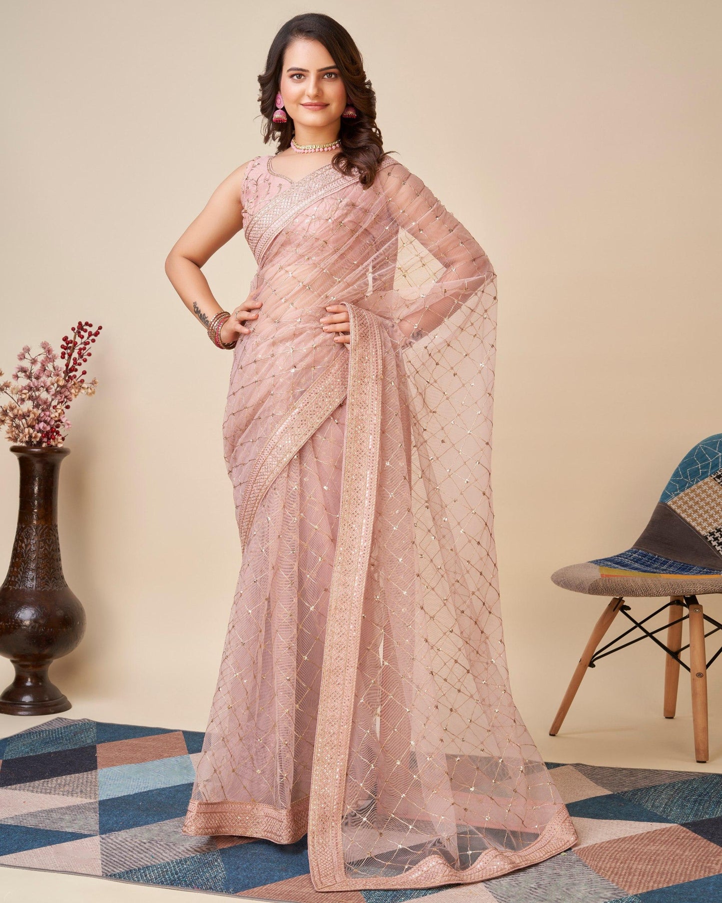 Soft butterfly net saree