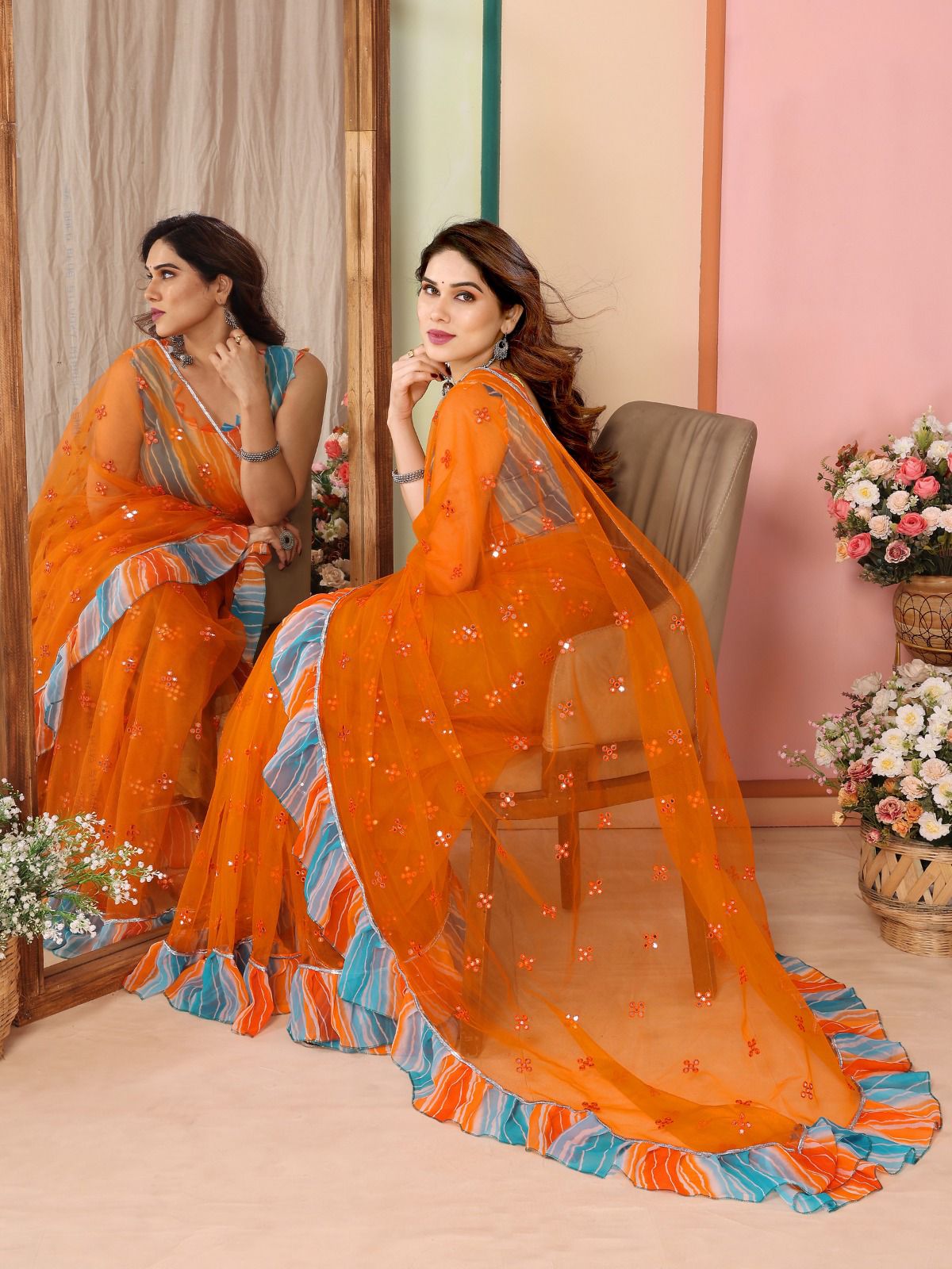 Georegtte net saree