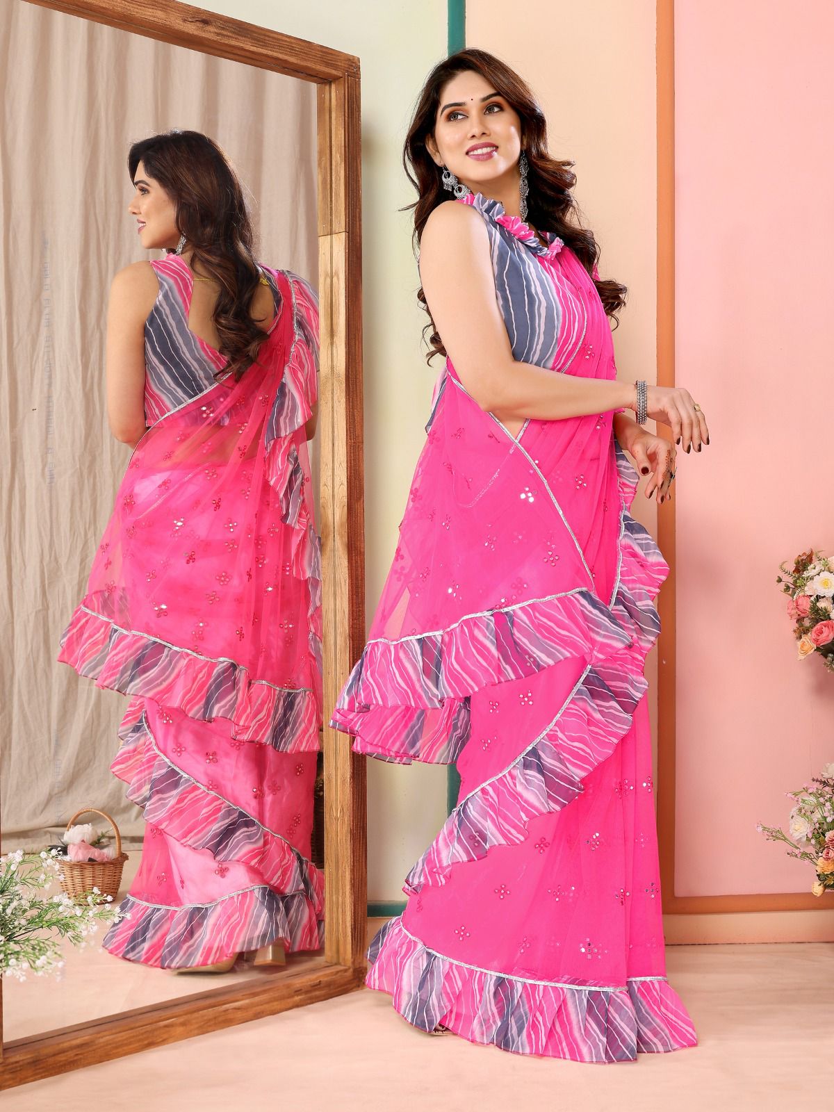 Georegtte net saree