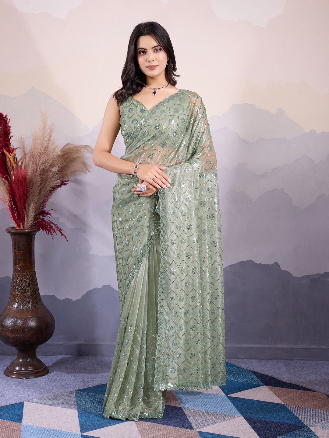 Twill net saree