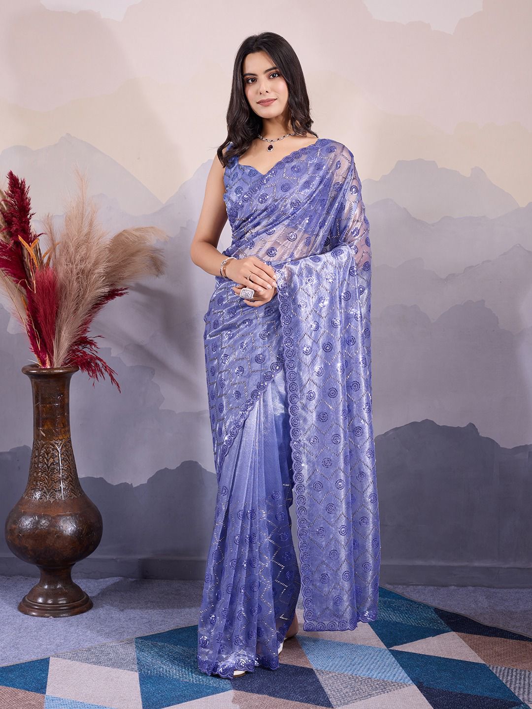 Twill net saree