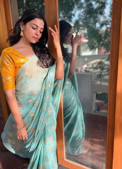 Pure viscose geoergette saree