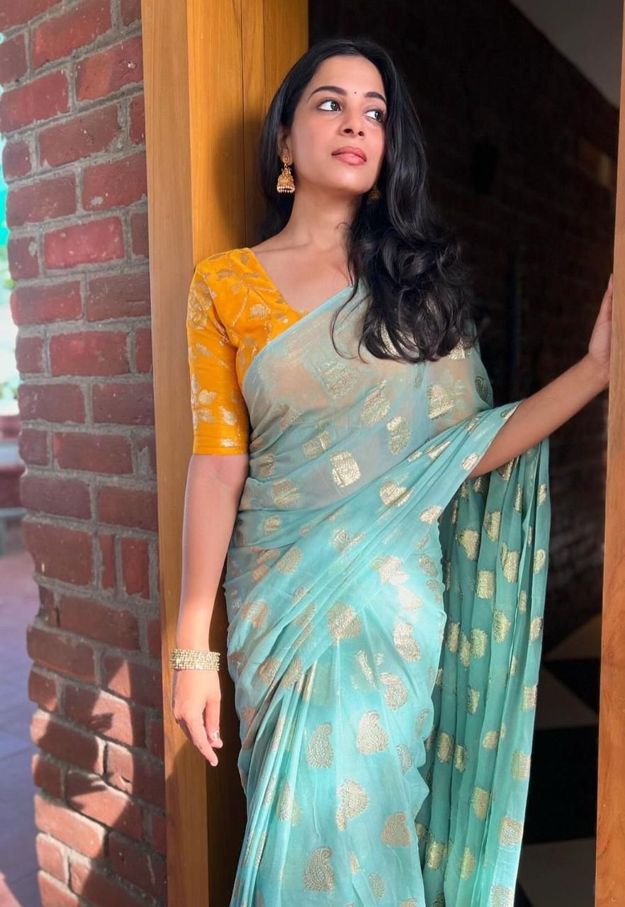 Pure viscose geoergette saree