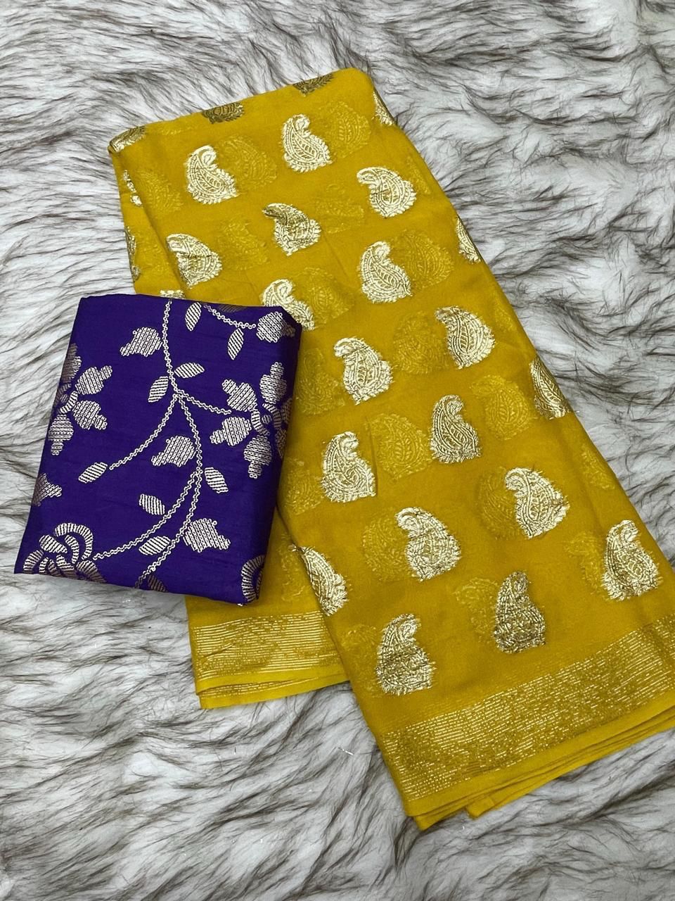 Pure viscose geoergette saree