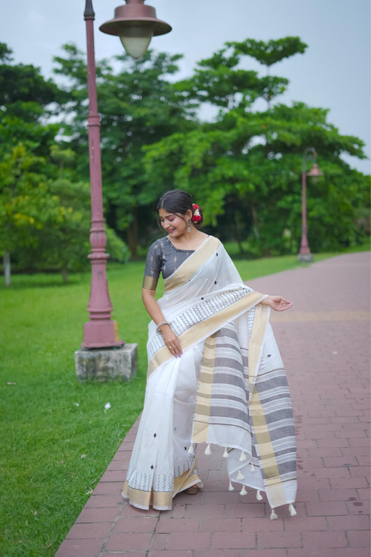 Soft linen cotton saree