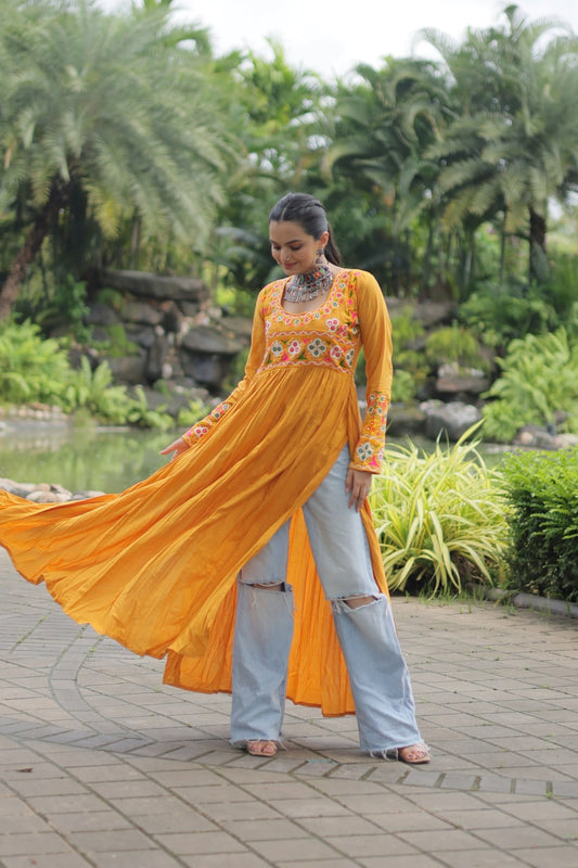 Reyon yellow kurti