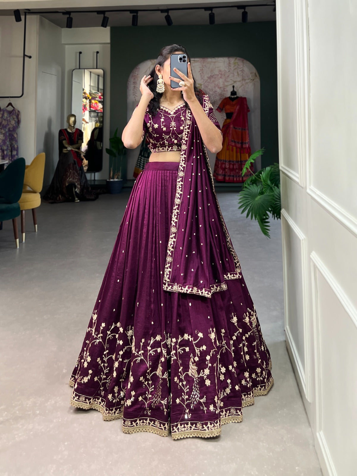 Vichitra silk lehenga choli