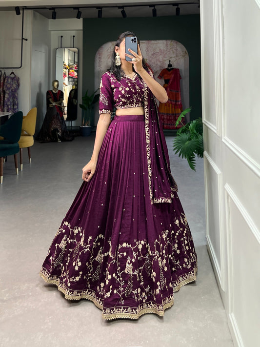 Vichitra silk lehenga choli