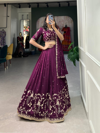 Vichitra silk lehenga choli