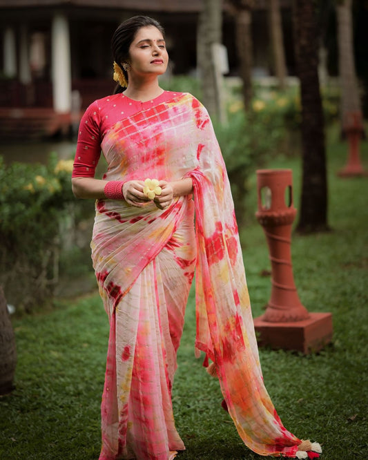 Pure geogette saree