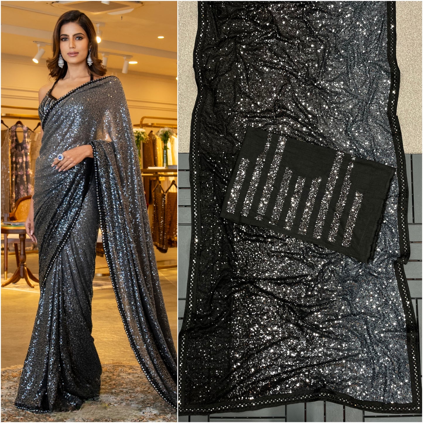 Sequins georgette saree