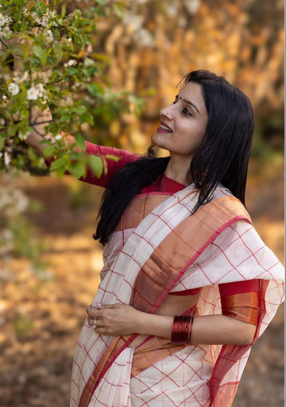 Linen gold saree