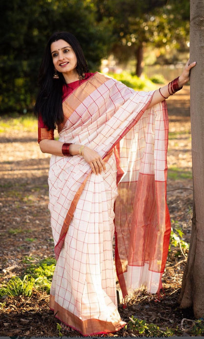 Linen gold saree