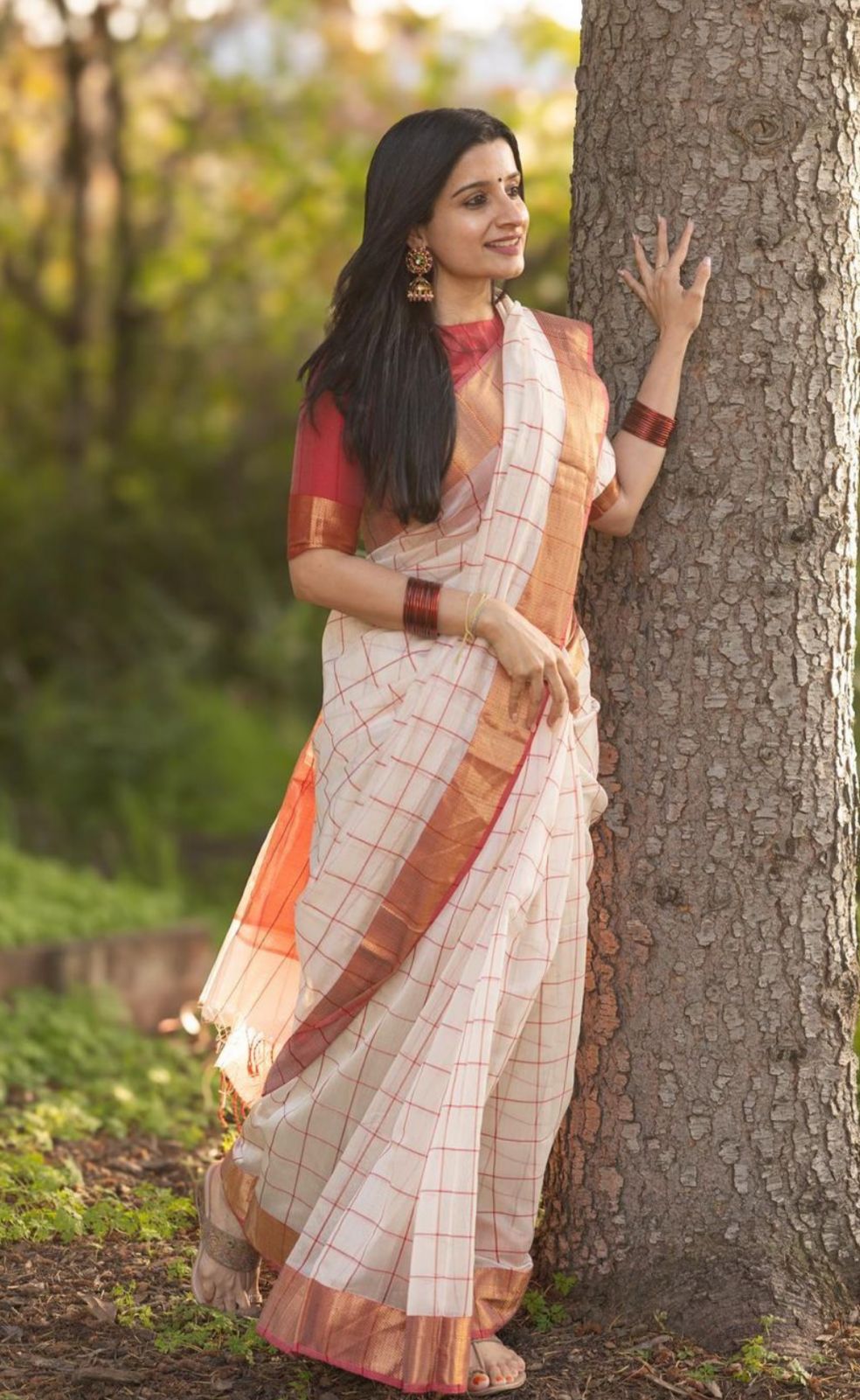 Linen gold saree