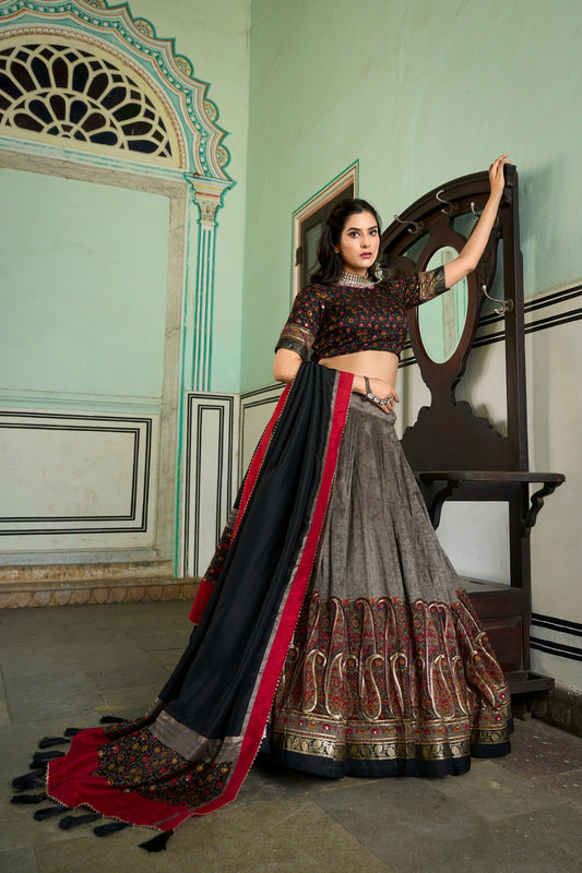 Tussar silk lehenga choli