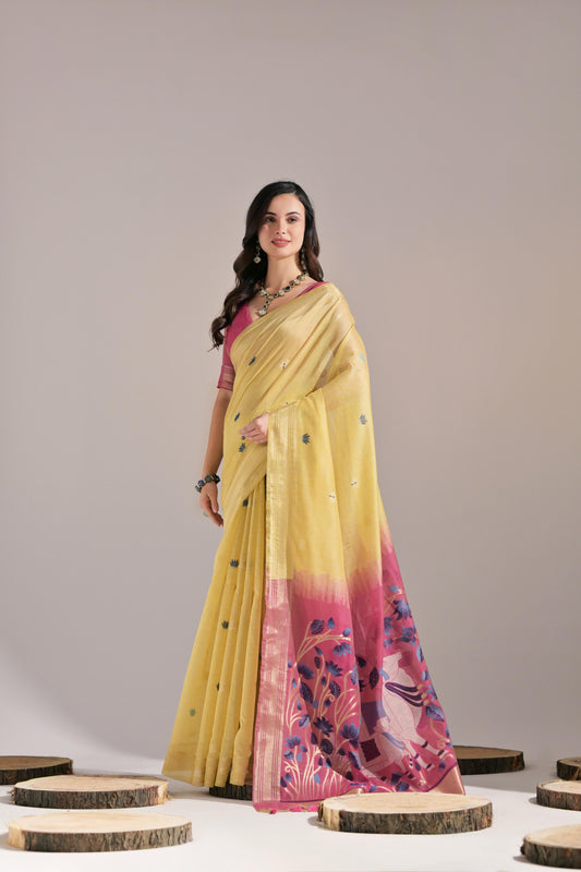 Soft muga cotton saree