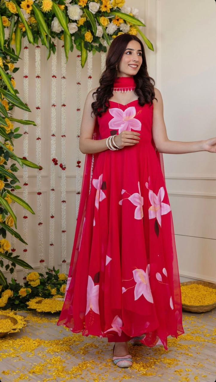 Organza anarkali gown