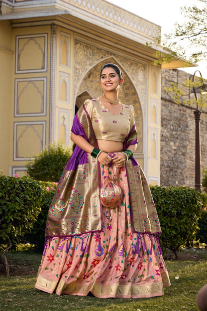 Jacquard silk lehenega choli