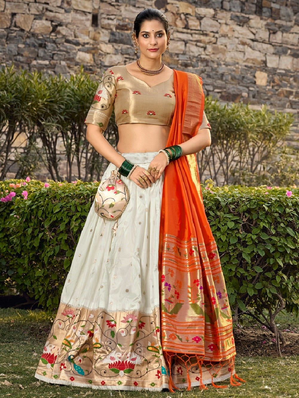 Jacquard silk lehenega choli