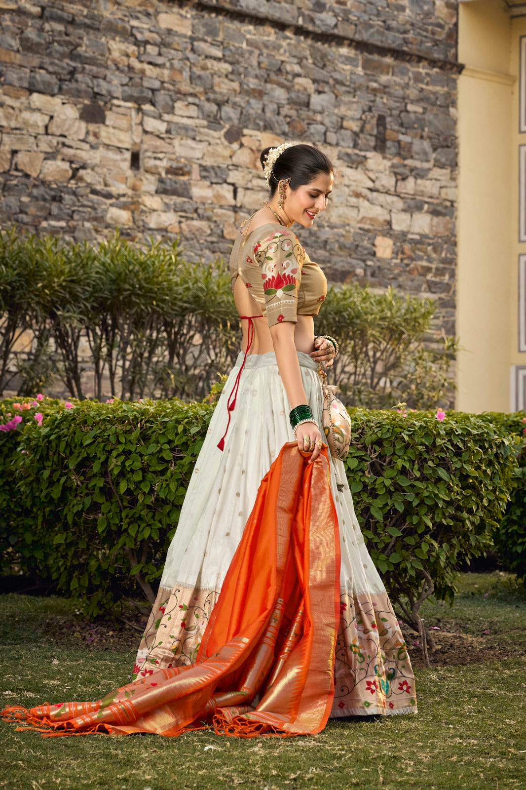 Jacquard silk lehenega choli