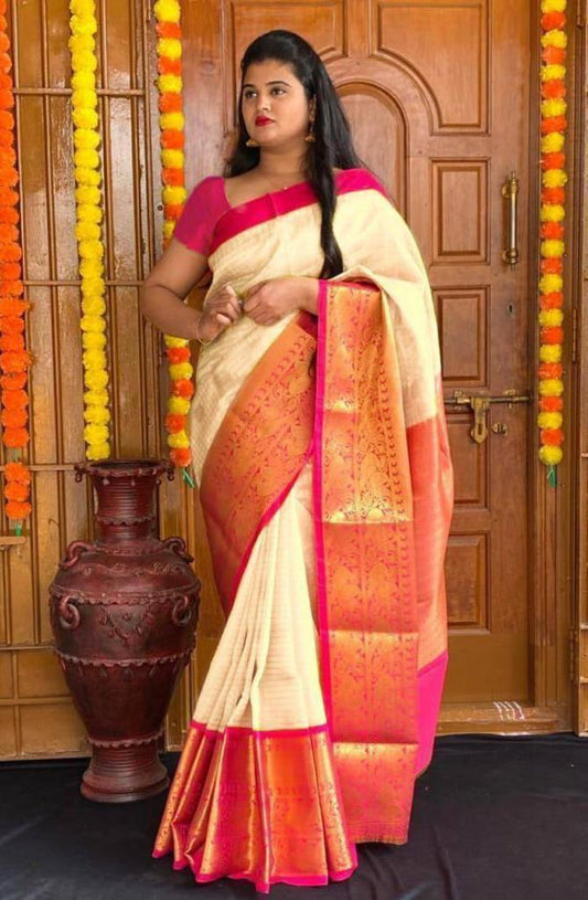 Soft lichi silk saree