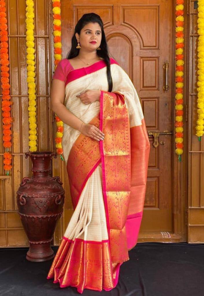 Soft lichi silk saree