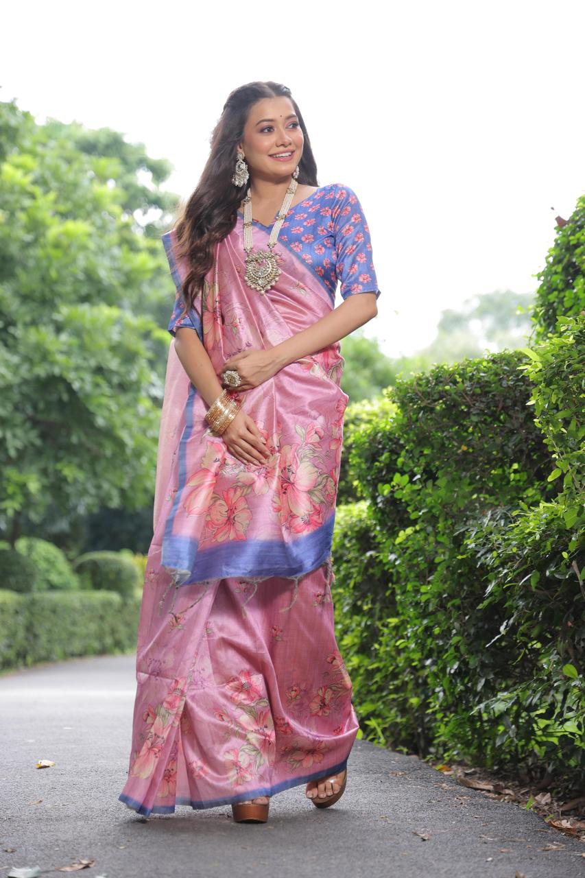 Soft tussar silk saree