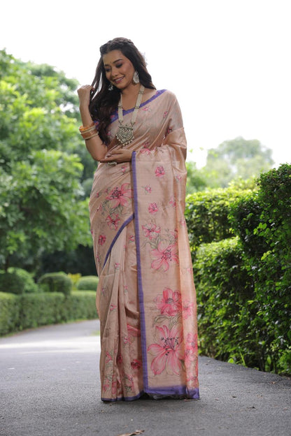 Soft tussar silk saree