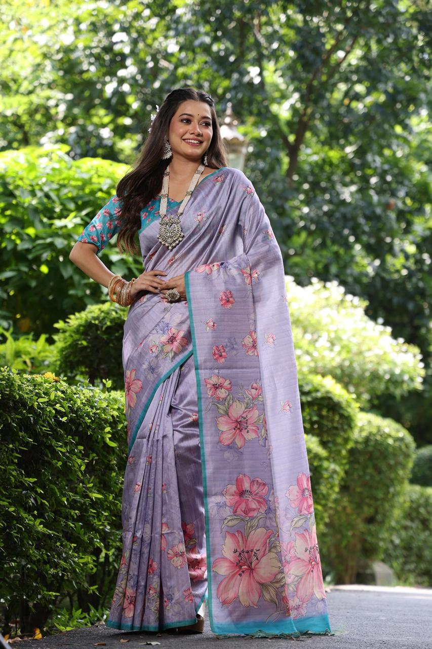 Soft tussar silk saree