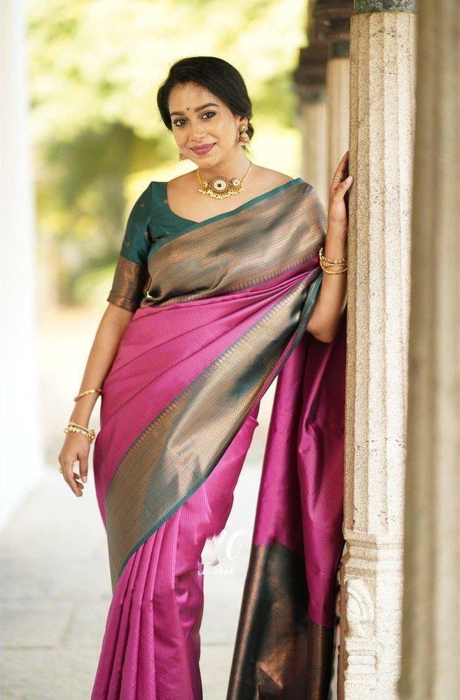 Soft lichi silk saree