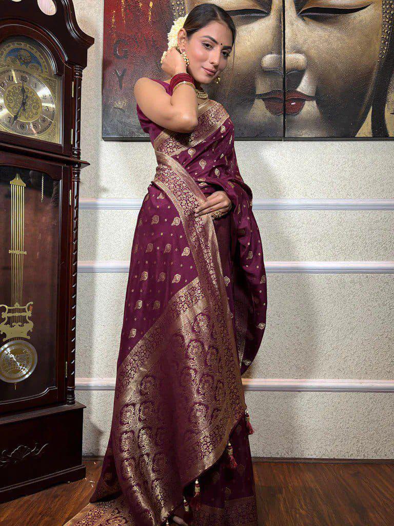 Soft lichi silk saree