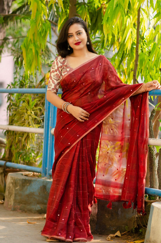 Linen  saree