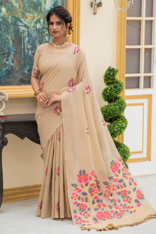 pure linen saree